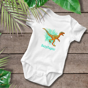 Baby Raptor Velociraptor Dinosaur Funny Word Play Baby Bodysuit