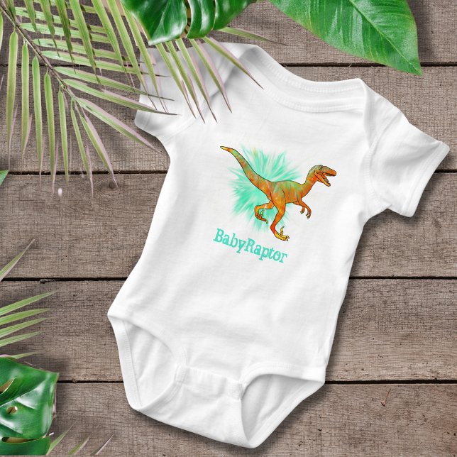 Baby Raptor Velociraptor Dinosaur Funny Word Play Baby Bodysuit (Dinosaur baby Raptor cute fun dino baby vest)