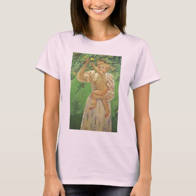 Baby Reaching for an Apple by Mary Cassatt T-Shirt (Front)
