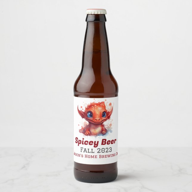 Baby Red Dragon Home Brew Beer Bottle Label (Front)