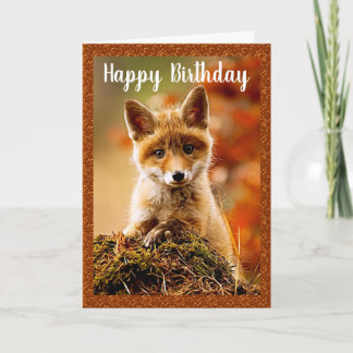 Baby Red Fox Happy Birthday Greeting Card