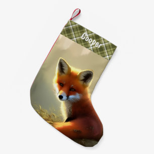 Baby Red Fox Wildlife Portrait Personalized  Small Christmas Stocking