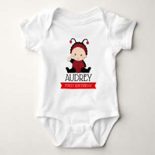 Baby Red Ladybug First Birthday Baby Shower Bodysuit