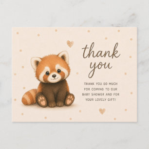 Baby Red Panda Baby Shower Thank You Postcard