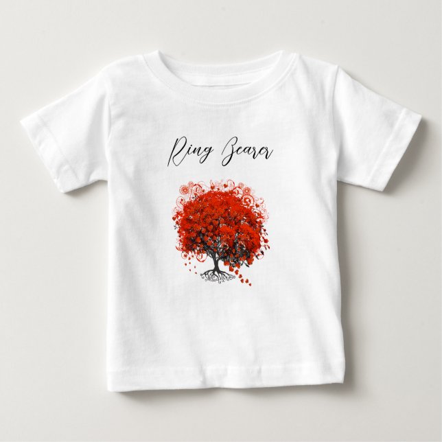 Baby Red Tree Wedding T-Shirts Romper (Front)