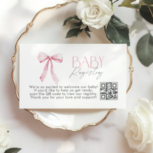 Baby Registry Pink Bow Wildflower baby shower Enclosure Card