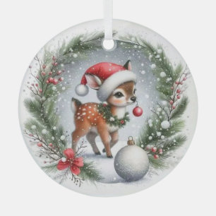 Baby Reindeer Glass Tree Decoration