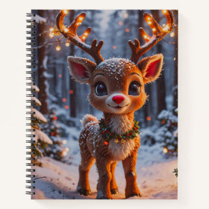 Baby Reindeer In Snowy Forest Notebook