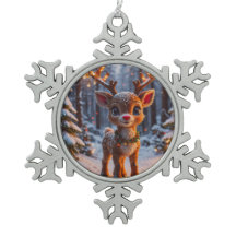 Baby Reindeer In Snowy Forest