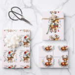 Baby Reindeer Tangled Lights Christmas Kids Wrapping Paper Sheet<br><div class="desc">The cutest little animals,  this time its baby reindeer,  to wrap your little one's Christmas gifts in.
Three different views of the animal,  on a pink coloured background,  that blend, 
can be changed out by yourself,  or get them as they are.  Kids will want to keep this paper!</div>
