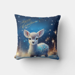 Baby Reindeer with Merry Christmas greeting Cushion