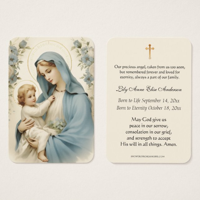 Baby Religious Catholic Funeral Memorial Holy (Front & Back)