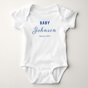 Baby reveal last name Family birthday year Bodysuit