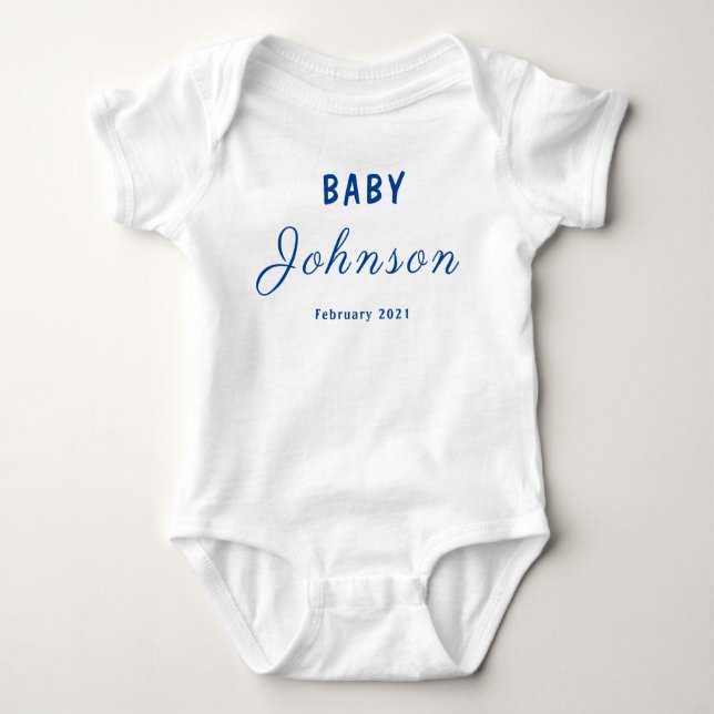 Baby reveal last name Family birthday year Bodysuit (Front)