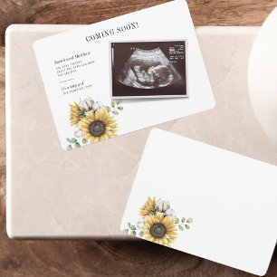 Baby Reveal Sunflower Floral Eucalyptus Sonogram