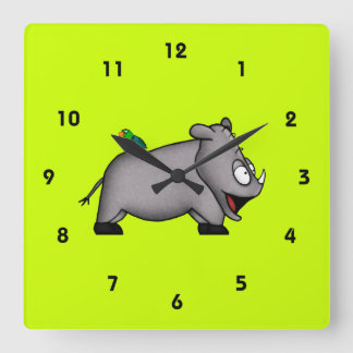 Baby Rhino Square Wall Clock
