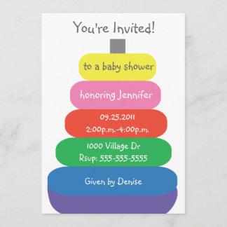 Baby Rings Multicolor Toy Baby Shower Invitation