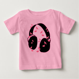 Baby Rock!  Headset with Musical Notes Pink T-Shirt