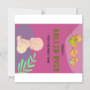 Baby rolling over magnetic invitation
