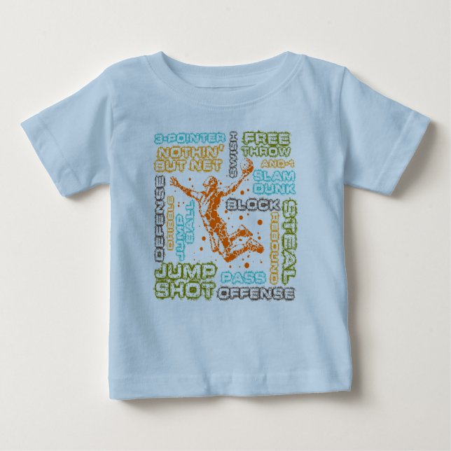 Baby Romper, Basketball Baby T-Shirt (Front)