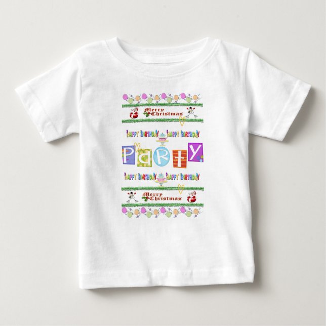 Baby Romper Merry Christmas Happy Birthday Baby T-Shirt (Front)