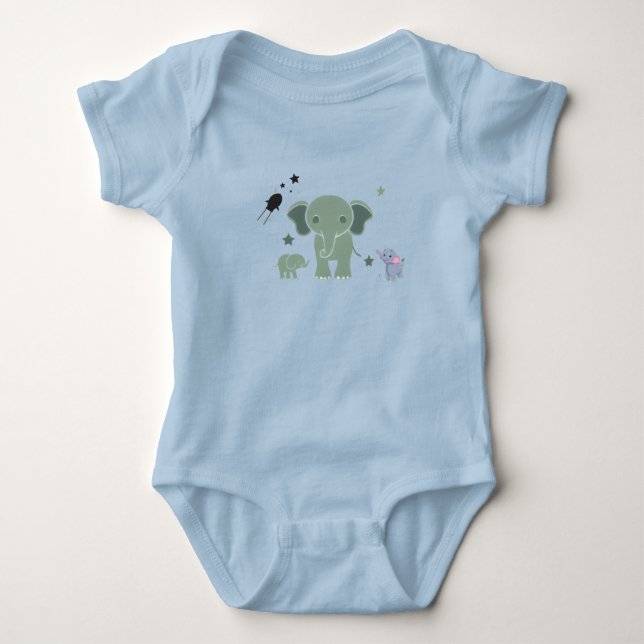 baby romper white elephant  bodysuit (Front)