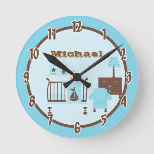 Baby Room Boy Personalised Clock