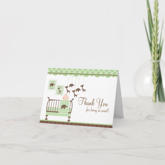 Baby Room Green Thank You Note Card (Front)