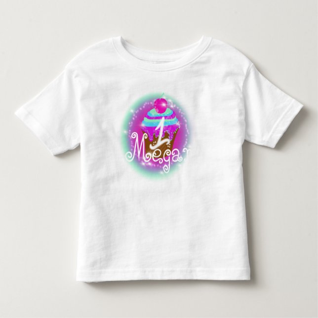 Baby’s 1st Birthday Airbrush Cupcake Toddler T-Shirt (Front)