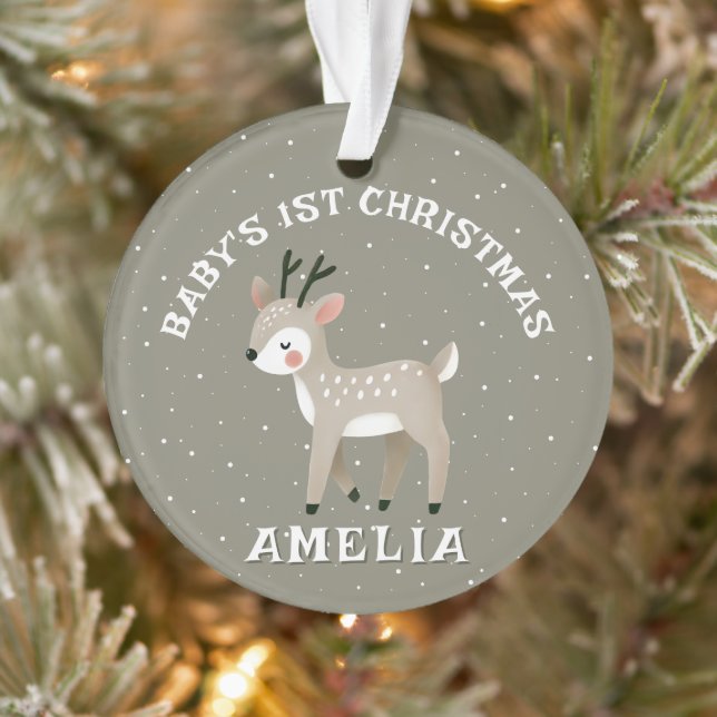 Baby’s 1st Christmas Reindeer Keepsake Photo Ornament (Tree)