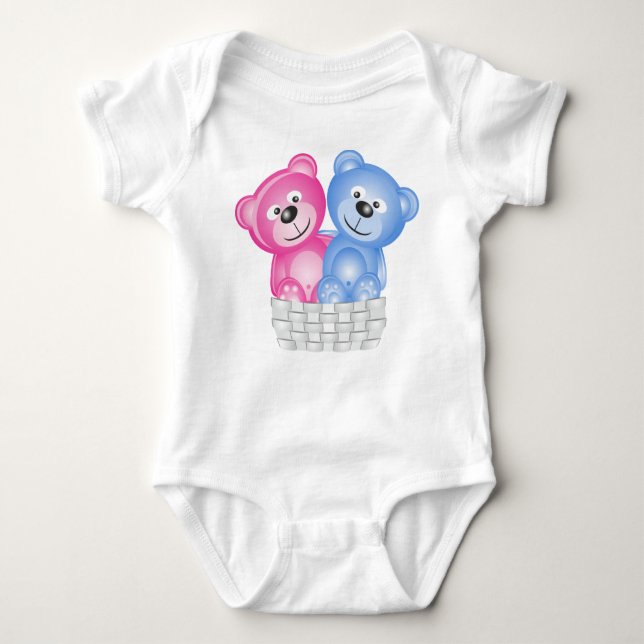 Baby’s apparel with teddy bears baby bodysuit (Front)