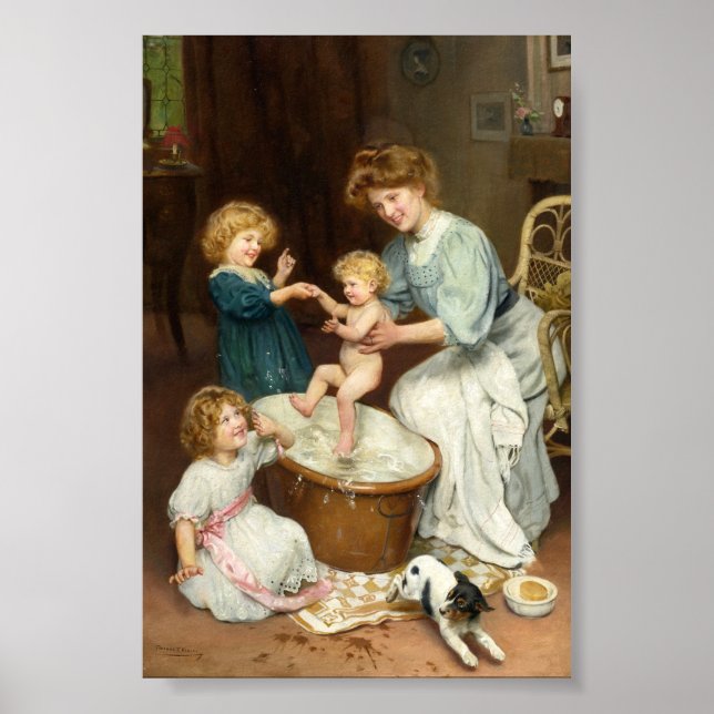 Baby’s Bath Time | Arthur John Elsley Poster (Front)