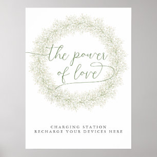 Baby’s Breath Bridal Shower Charging Station Poster