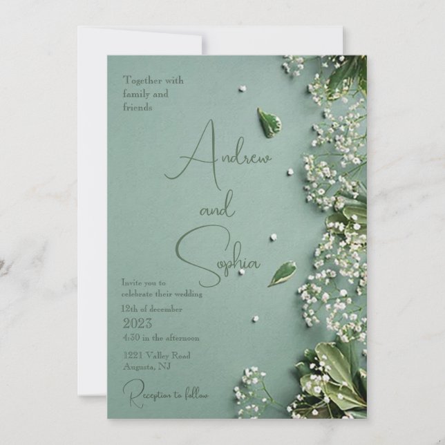 Baby’s Breath Flat Wedding Invitation (Front)