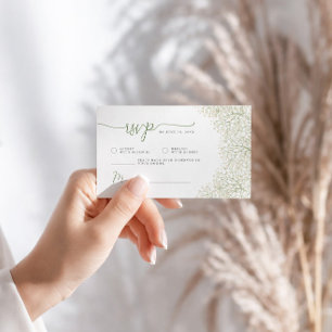 Baby’s Breath Minimalist Wedding RSVP QR Code Enclosure Card