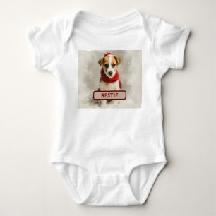 Baby’s Christmas Bodysuit – Cute Bestie Dog Design