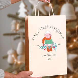 Baby’s First Christmas Adorable Lamb Ornament Medium Gift Bag