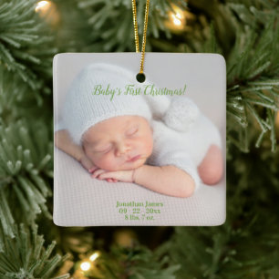 Baby’s First Christmas Birth Stats Ceramic Ornament
