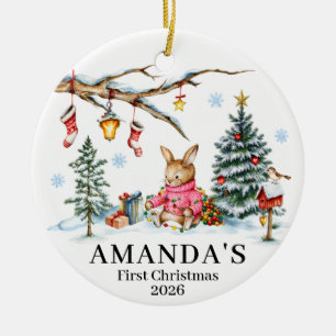 Baby’s First Christmas Bunny Name & Year Ceramic Tree Decoration