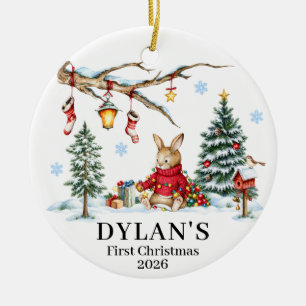Baby’s First Christmas Bunny Name & Year Ceramic Tree Decoration
