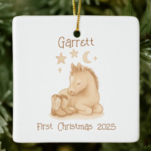Baby’s First Christmas Cowboy Boots & Foal Ceramic Ornament