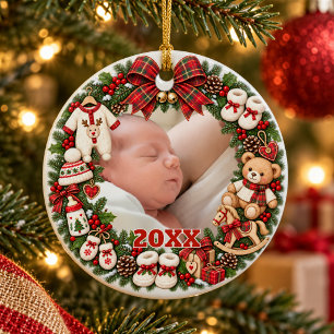 Baby’s First Christmas Custom Photo Year Ceramic Tree Decoration