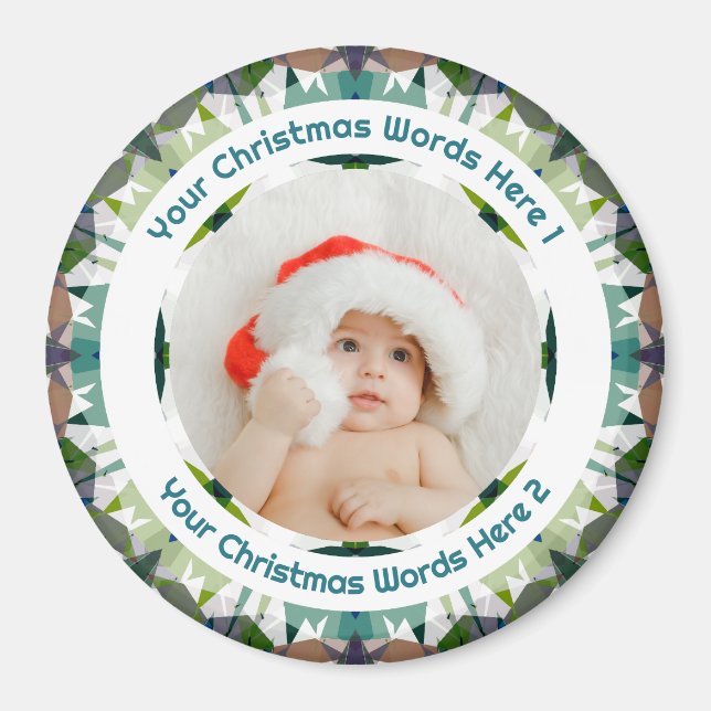 Baby’s First Christmas Green Photo Gift Keepsake Magnet (Front)