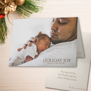 Baby’s First Christmas Holiday Joy Photo Christmas Thank You Card