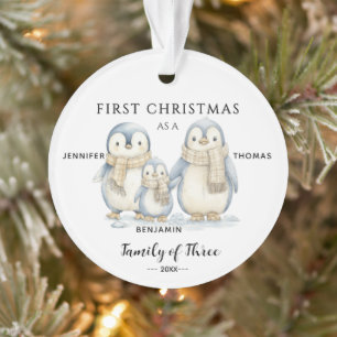 Baby’s First Christmas Penguin Family of Three  Ornament