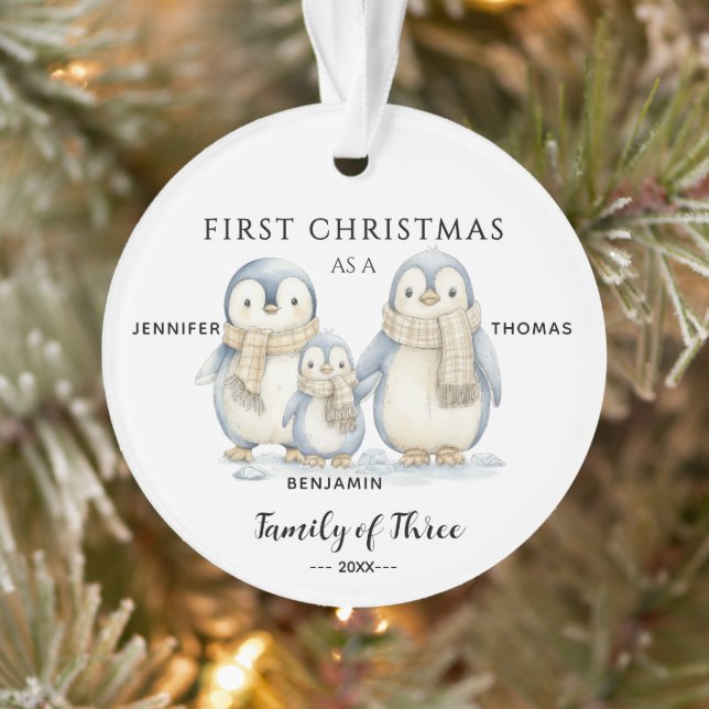 Baby’s First Christmas Penguin Family of Three  Ornament (Tree)