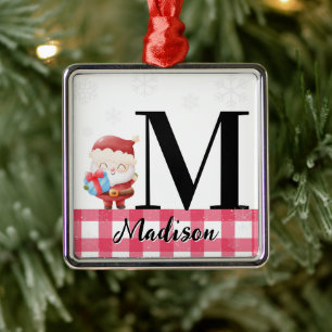 Baby’s First Christmas, Personalised Santa Red Gin Metal Tree Decoration