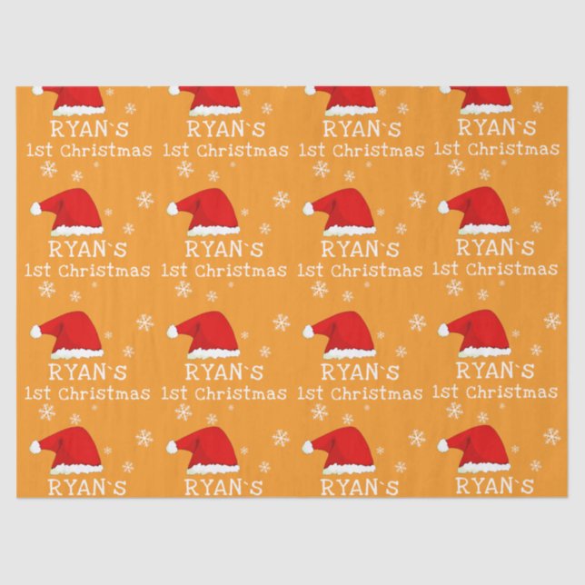 Baby`s First Christmas Red Santa Hat Snowflake Tissue Paper (Front)