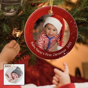 Baby’s First Christmas, Red Snowflake, 2-Sided Ceramic Tree Decoration
