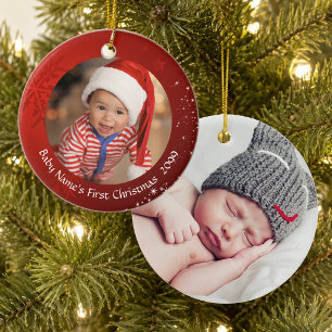 Baby’s First Christmas, Red Snowflake, 2-Sided Ceramic Tree Decoration